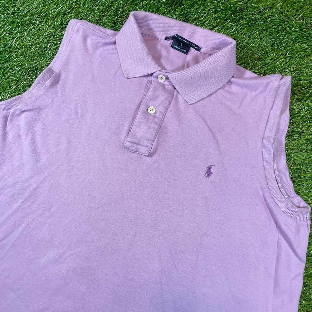 Ralph Lauren Sport Vintage Purple Sleeveless Polo Shirt Size Large